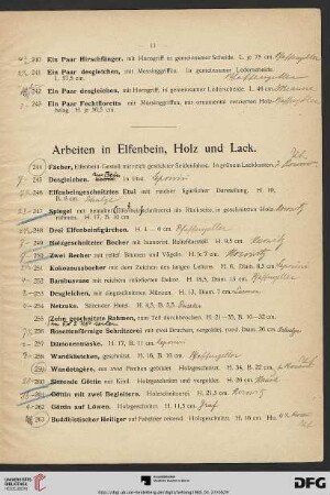 Arbeiten in Elfenbein, Holz und Lack (Nr. 244-284)