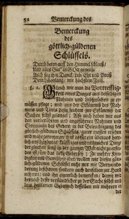 Bemerkung des göttlich-güldenen Schlüssels