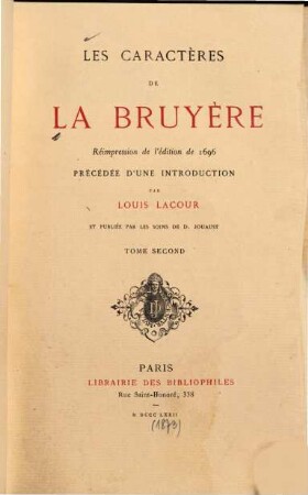 Les caractères de LaBruyère, 2