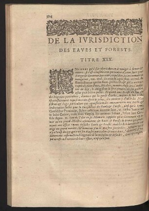 De la iurisdiction des eaves et forests. Titre XIX.