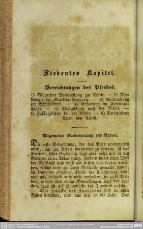 Siebentes Kapitel. Verrichtungen des Pferdes