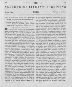 Wächter, K. G.: Gemeines Recht Deutschlands. Insbesondere Gemeines Deutsches Strafrecht. Leipzig: Weidmann 1844 (Fortsetzung von Nr. 118)