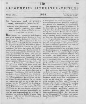 Wächter, K. G.: Gemeines Recht Deutschlands. Insbesondere Gemeines Deutsches Strafrecht. Leipzig: Weidmann 1844 (Fortsetzung von Nr. 118)