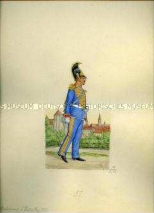 Uniformdarstellung, Stabstrompeter des 1. Reiter-Regiments, Sachsen, 1859.