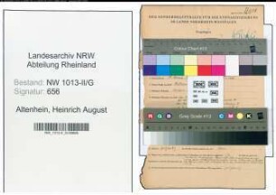 Entnazifizierung Heinrich August Altenhein , geb. 19.01.1902 (Ingenieur)