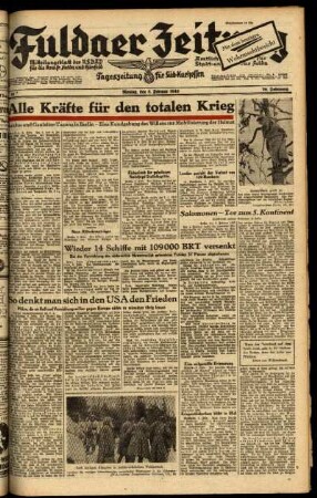 Ausgabe vom Montag, den 08. Februar 1943.