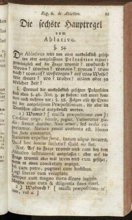 Die sechste Hauptregel vom Ablativo