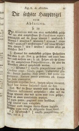 Die sechste Hauptregel vom Ablativo