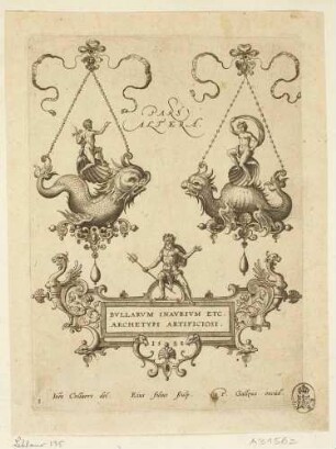 Titelblatt, Blatt 1 aus der Folge: Bullarum Inarium Etc. Archetypi Artificiosi (Entwürfe für Anhänger II; 10 Blätter)