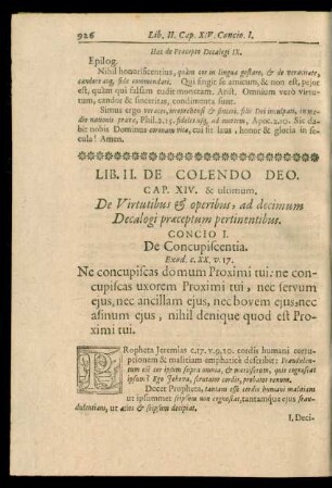 Cap. XIV. & ultimum. De Virtutibus & operibus, ad decimum Decalogi praeceptum pertinentibus.