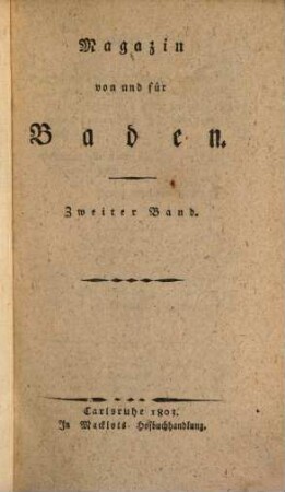 Magazin von und für Baden. 1803,2, 1803,2