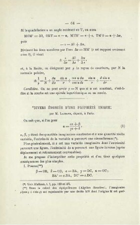 DIVERS ÉNONCÉS D´UNE PROPRIÉTÉ UNIQUE.
