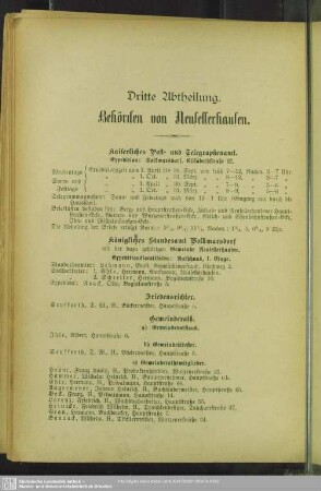 Dritte Abtheilung. Behördenverzeichnis : Dritte Abtheilung. Behörden von Sellerhausen
