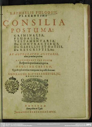 Consilia postuma : criminalia, feudalia, testamentaria ...