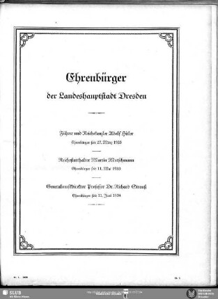 Ehrenbürger der Landeshauptstadt Dresden