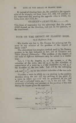 Note of the impact of elastic rods.