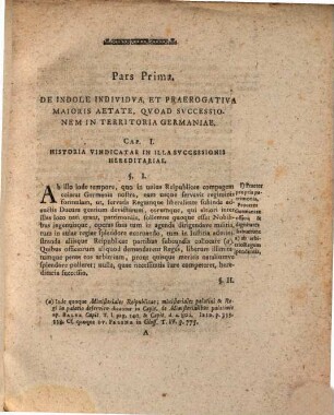 Diss. inaug. de originibus et fatis successionis ex iure primogeniturae in familiis illustribus Germaniae : Goettingae ... MDCCLXXII.