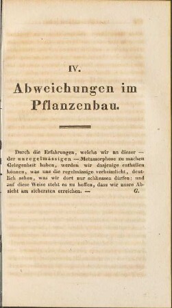 IV. Abweichungen im Pflanzenbau.