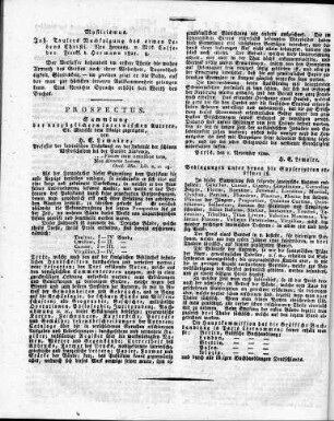 Prospectus. Sammlung der vorzüglichern lateinischen Autoren