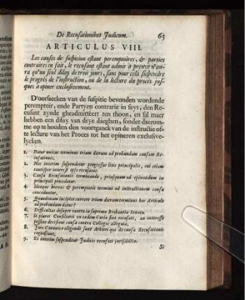 Articulus VIII. Causæ Recusationis intratridum probandæ