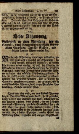 Die Achte Abhandlung, ...