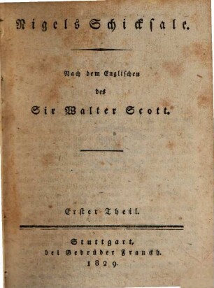 Nigels Schicksale, 1