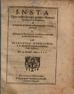 Opus redemptionis generis humani carminice descriptum