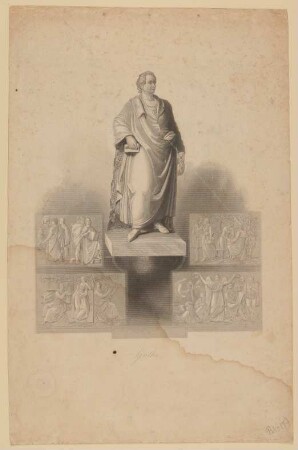 Goethe-Denkmal mit in die Fläche geklappten Reliefs