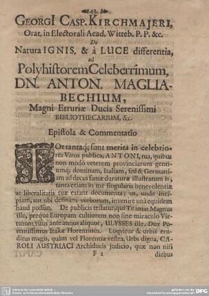 De Natura IGNIS, & a LUCE differentia, ....