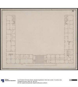 Berlin. Akademiegebäude Unter den Linden. Grundriss des Obergeschosses