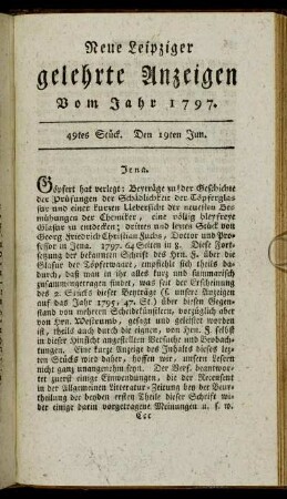 49tes Stück. Den 19ten Jun.