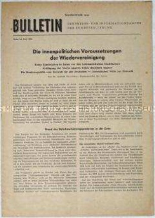 Sonderdruck des Presse- und Informationsamtes der Bundesrepublik mit einem Artikel von Bundesinnenminister Schröder zur Frage der deutschen Einheit