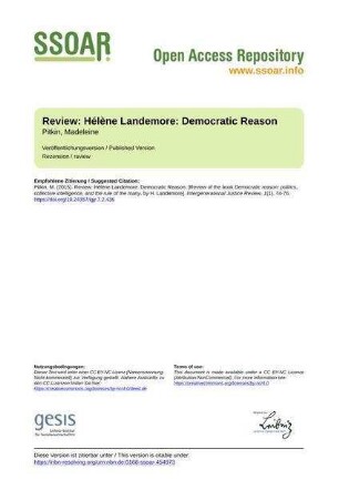 Review: Hélène Landemore: Democratic Reason