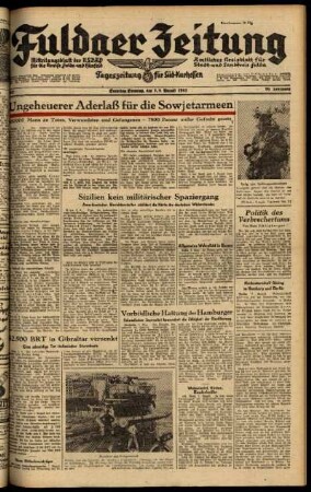 Ausgabe vom Samstag, den 07. August 1943.