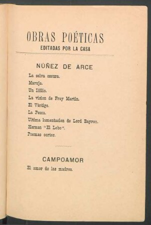 Obras poéticas editadas por la casa