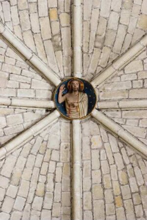 Frankreich. Pays de la Loire. Maine et Loire. Angers. Eglise Saint Serge. Um 1210. Chor. Schlussteine mit Motiven der Apokalypse