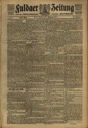 Erste Ausgabe vom Freitag, den 09. September 1910.