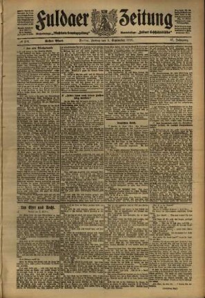 Erste Ausgabe vom Freitag, den 09. September 1910.