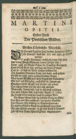 Martini Opitii Erstes Buch Der Poetische Wälder.