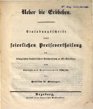 Ueber die Erdbeben