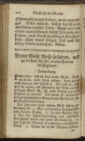Dritte Weise Messe zu hören, und zu bethen für die armen Seelen im Fegfeuer