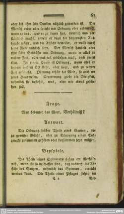 Frage. Was bedeutet das Wort, Verhältniß?