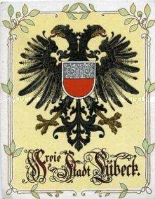 Postkarte mit Wappen von Lübeck