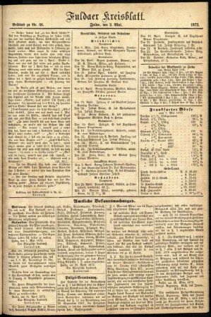 Zweite Ausgabe vom Samstag, den 03. Mai 1873.
