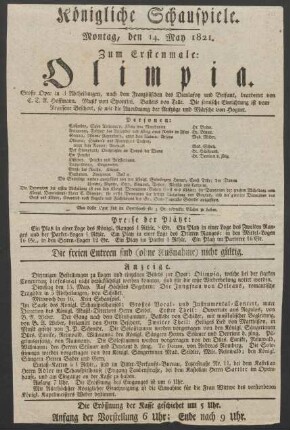 [Theaterzettel] : Montag, den 14. May 1821