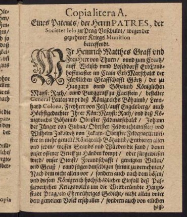 F4r-G1r, Copia litera A. Eines Patents der Herrn Patres...