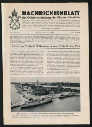 Nachrichtenblatt der Offiziervereinigung der Marine-Infanterie, Nummer 39 (85), Hamburg-Bremen, im Juni 1976, 24. (46.) Jahrgang