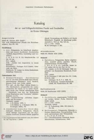 Katalog der ur- und frühgeschichtlichen Funde und Fundstellen im Kreise Göttingen (Nr. 1 - 694)