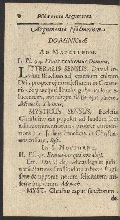 Argumenta Psalmorum Dominicae Ad Matutinum.