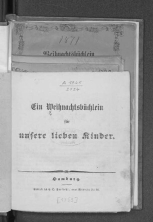 1859: Weihnachtsbüchlein für unsere lieben Kinder